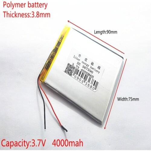 Three wire battery.3.7V 4000mah (polymer lithium ion battery) Li-ion battery for tablet pc 7 inch MP3 MP4 [387590] Free Shipping
