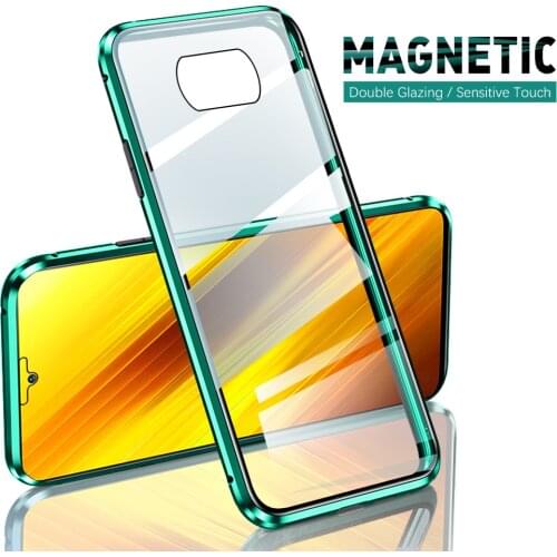 For Xiaomi Poco X3 6.67 inch Magnetic King Double-sided Case for for Poco Pocophone X3 NFC Pro Mobile Shell Glass New Metal