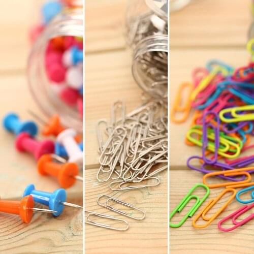 100P/200Pcs Metal Round Paper Clips Documents Clips Colorful Push Pin Photo Pin Office Stationery Accounting Supplies 0054