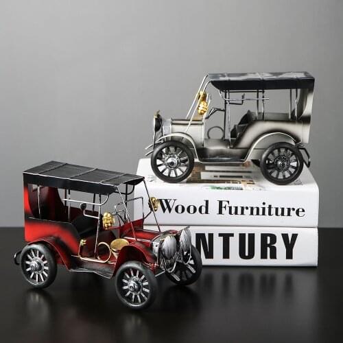 Car Model Retro Modern Home Decoration Metal Iron Crafts Living Room Study Office Desktop Decor Lucky Charm Feng Shui Ornaments