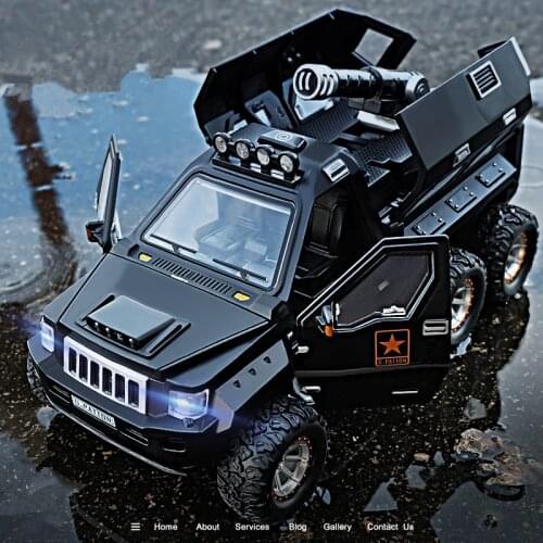 1:24 JEEP Modified Armored Car Alloy Car Model Diecasts Off-road Vehicles Metal Model Car Explosion Proof Car Tank Toy Kids Gift