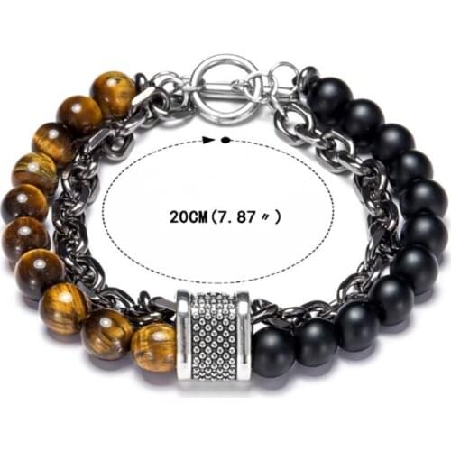 A Girl' Fashion Stylish and Unique Mens Fashion Gift Natural Map Stone Mens Beaded Bracelet