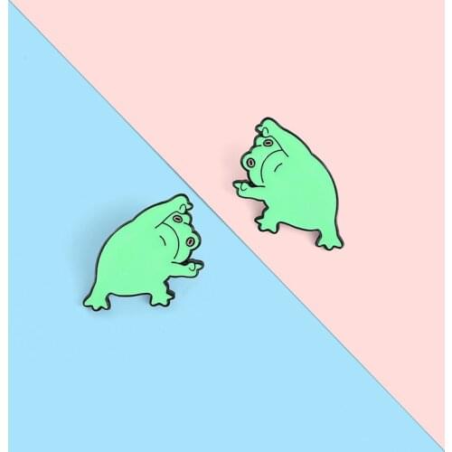 Cartoon Creative Animal Frog Enamel Brooch Middle Finger Despise Frog Funny Fun Alloy Pins Clothes Sweet Accessories Jewelry