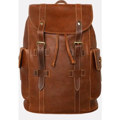 Genuine Leather Mens Backpack Travel Shoulder Bags Full Leather Large Capacity Laptop Backpacks Male First Layer Cowhide Bag