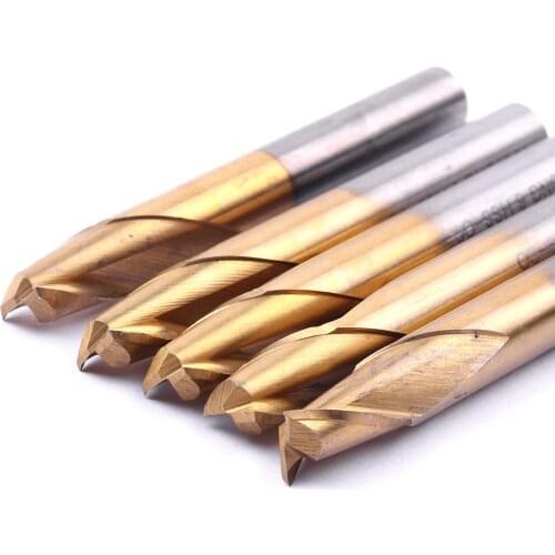 5Pcs/Lot New Titanium Coated Aluminium HSS Round Shank End Mill Shank Diameter 4mm 6mm 70HRC Milling Cutter Wholesale Price