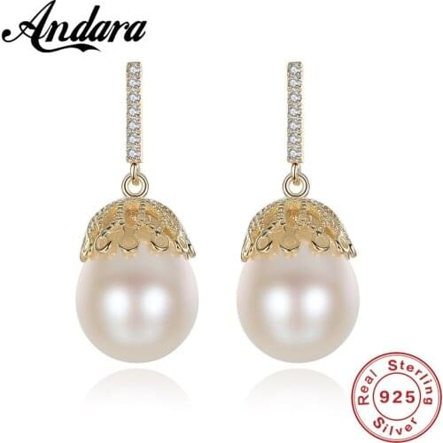 New Fashion 925 Sterling Silver Jewelry Stud Earrings,White Freshwater Pearl Earrings For Women Luxury Wedding Gift