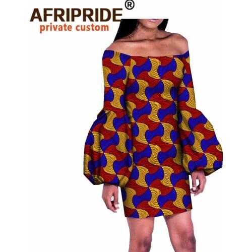 African Print Dresses for Women Ankara Clothing Fashion Sexy Dress Slash Neck Mini Dress Plus Size African Clothes A1825033
