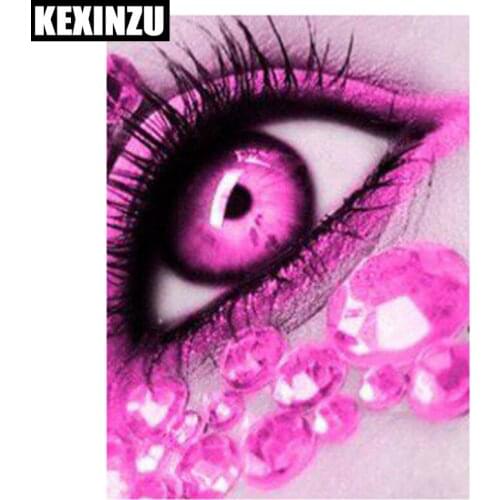 Full Square/Round Diamond Embroidery Handmade"Woman pink eye" Knitting Set diamond painting House Living Room Decoration