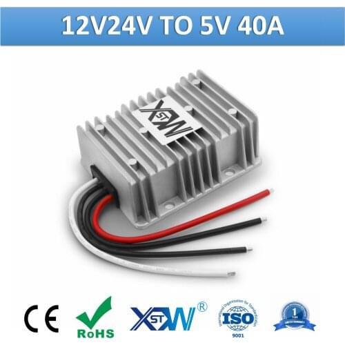 XWST DC to DC 12v 24v to 5v 40A 200W Step Down Buck Converter Aluminum Case 5volts Voltage Reducer Power Supply