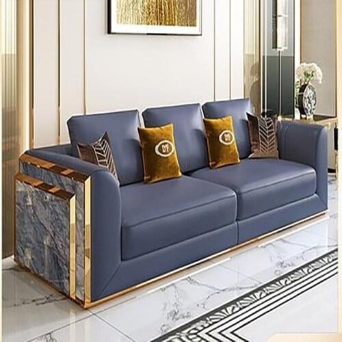 Postmodern leather sofa Italian light luxury frosted leather sofa designer model house villa living room custom furniture