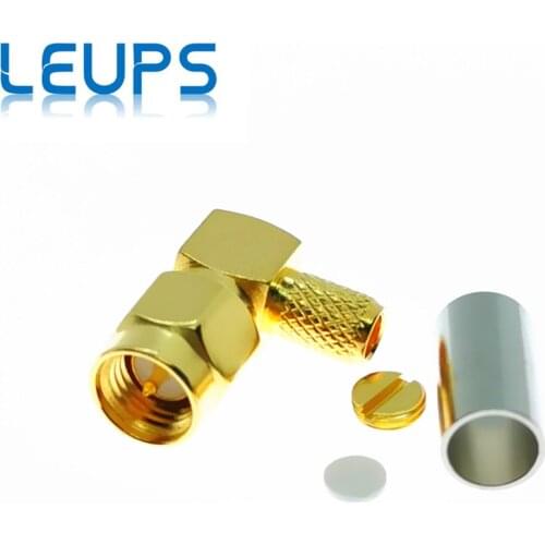 10PCS SMA Male Right Angle Crimp RG58 RG142 LMR195 RG400 RF Connector