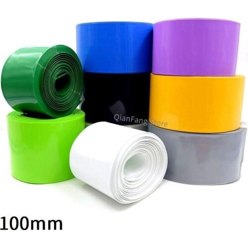 PVC Heat Shrink Tube 100mm Width Blue Multicolor Shrinkable Cable Sleeve Sheath Pack Cover for 18650 Lithium Battery Film Wrap