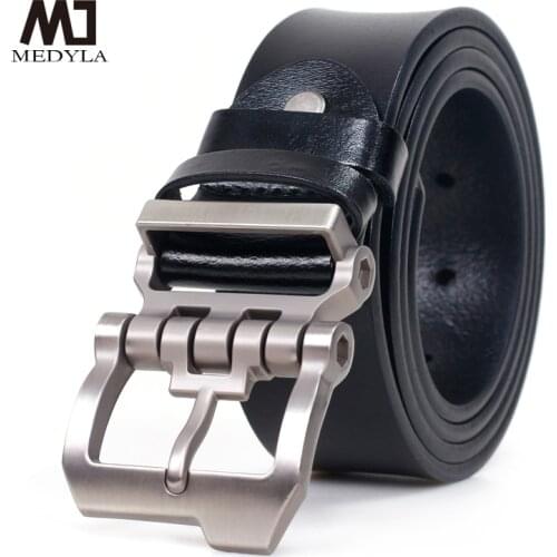 MEDYLA Men Belts Cow Leather Jeans Waistband Genuine Leather Male Belt Soft Alloy Pin Buckle Mens Belt 5 Color ZD017