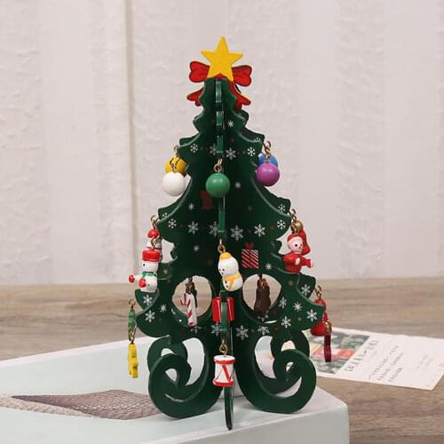 Christmas Tree Childrens Handmade DIY Stereo Wooden Christmas Tree Scene Layout Christmas Decorations Ornaments