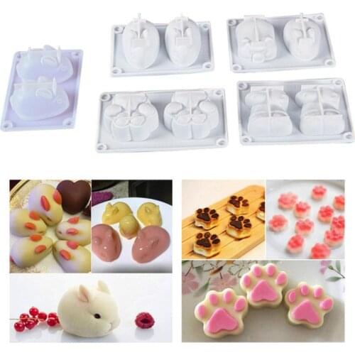 Silicone Chocolate Mold 3D Rabbit Easter Baking Molds Dessert Mousse Pudding Candy Soap Candle Molds Cake Decoration Tool