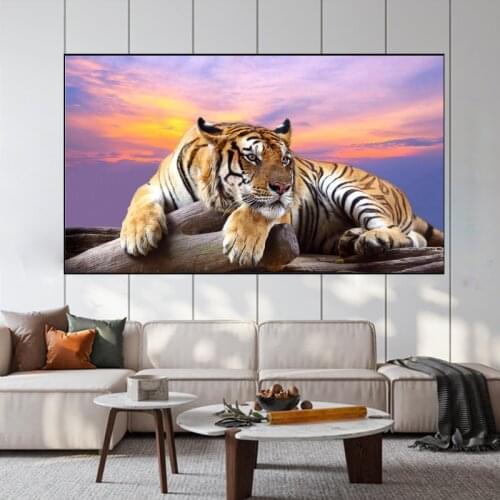 Modern Wild Animal Tiger Landscape Wall Art Canvas Painting Prints and Pictures Poster for Living Room Home Decoration Cuadros