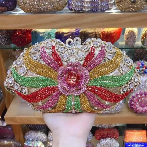 XIYUAN Sparkling Gold/silver/purple shoulder bag Women Diamond Evening Purse Bags Bridal Crystal Clutch Wedding Party Handbag