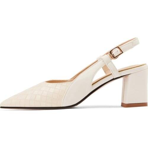 Fashion Slingback Shoes Women Block Heels Pointed Toe Women Sandals Party Office Shoes Elegant Heeled Shoes Silver Nude Mules