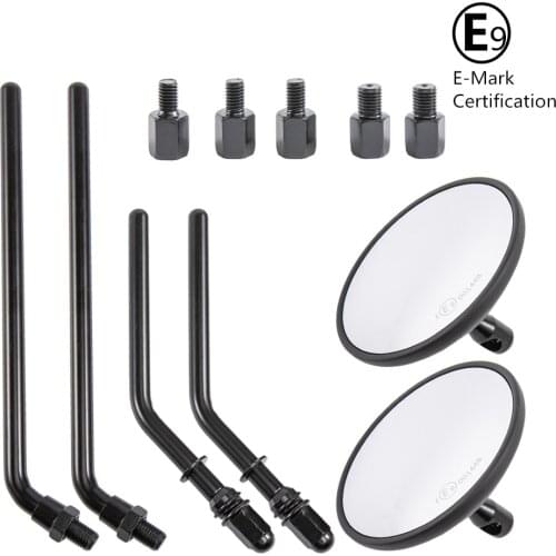 Universal 4" Round Motorcycle Rearview Side Mirrors Classic Retro Mirrors for Harley Cruiser Chopper Cafe Racer Sportster