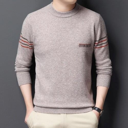High-grade 2020 New Autumn 100% Cashmere Sweaters Winter Fashion Clothing Mens Sweaters Striped Slim Fit Men Knitted Pullover