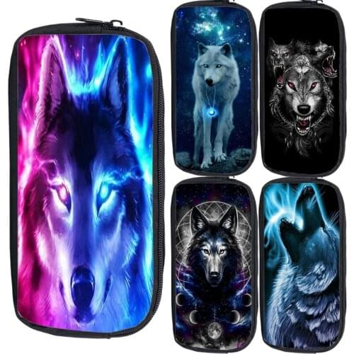 High Quality 3D Animal Wolf Pencil Cases Large Capacity Pencil Bag School Supplies Pencil Pouch Canvas Makeup Case Pencilcase