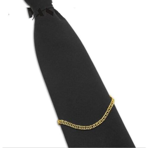 Fashion Vintage Plated Gold Black Color Tie Clip Chains For Mens High Quality Copper Tie Pin Tie Bar Men Jewelry Bussiness Gifts