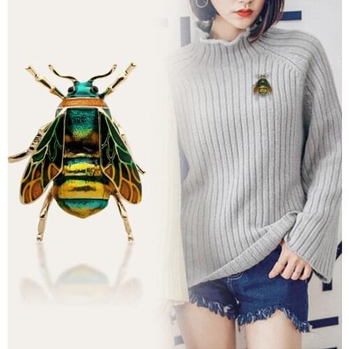 Fashion Cute Bee Black Yellow Enamel Insect Brooch Women Kids Animal Brooches Hats Scarf Clips Jewelry Hijab Pins Party Gifts