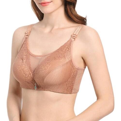 Womens Bras Large Bosom Lace Bra Adjusted-straps Underwired Mesh Underwear Sexy Lingerie Unpadde Bralette Plus Size Brassiere BH