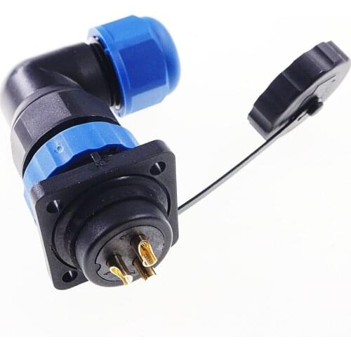 2 Pcs Waterproof Connector IP68 Aviation SD/20 Back Nut Square Wire Cable Plug Socket Female 1/2/3/4/5/6/7/9-14 Pin Right Angle