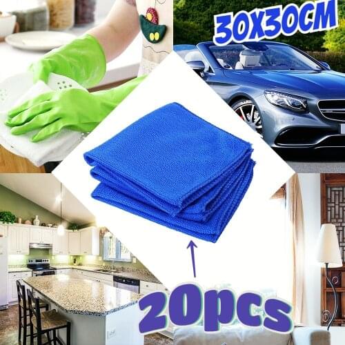 20pcs 30x30cm Kitchen Cleaning Cloth Wash Microfiber Towels Car Cleaning Towel Soft Drying Cloth Hemming Wash Towel Water