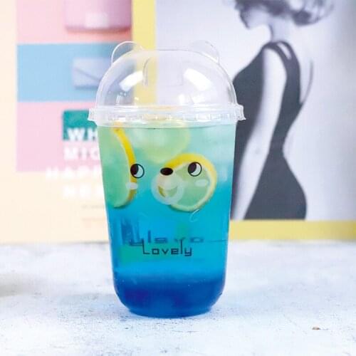 50pcs Net red creative cute plastic cups child birthday party favors juice milk tea drink cup ice cream cup pudding cup with lid