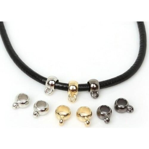 50pcs 6mm CCB Pendant Gunmetal Plated CCB Plastic Beads Clip Clasp Bail Beads For Jewelry Making Necklace DIY Jewelry Findings