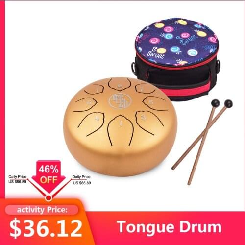 6 Inch Steel Tongue Drum Handpan Drum 8-Notes C-Key Percussion Instrument with Mallets Drum Bag Wiping Cloth for Musical