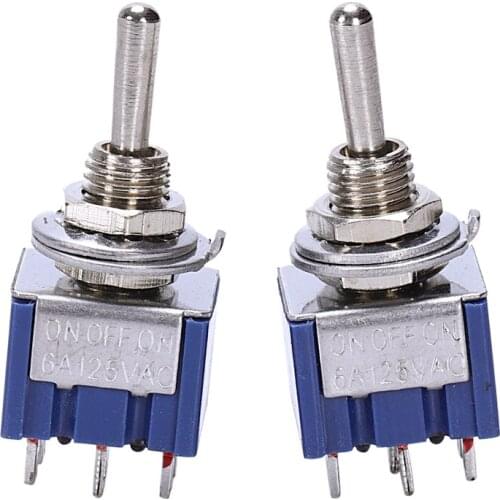 AC 125V 6A 6 Pin Spdt On/Off/On 3-Way Mini Toggle Switch For Electric Guitar Parts, Blue (Pack Of 2)