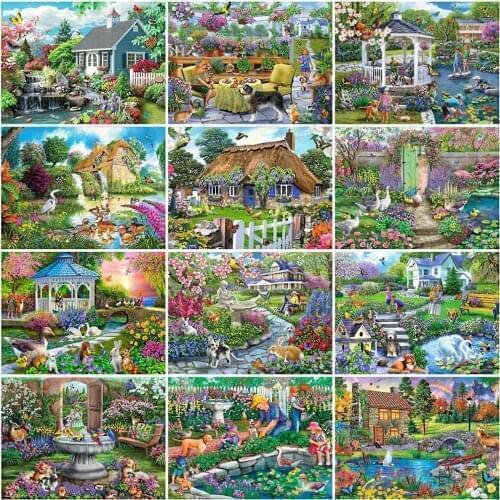 5D DIY Diamond Painting House Landscape Cross Stitch Set Inlaid Diamond Brand Gift Custom Decorative Painting