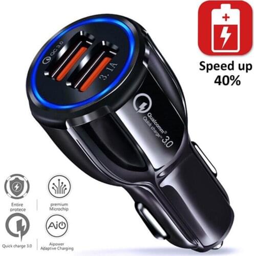 Quick Charging USB Car Charger Phone Adapter For OPPO VIVO Samsung XIAOMI QC 3.0 3.1A Fast Charge In Car With Type-C Cable