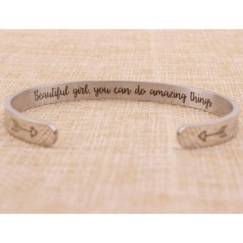 Bracelets for Women Inspirational Gifts for Women Girls Motivational Birthday Cuff Bangle Friendship Personalized Mantra Jewelry