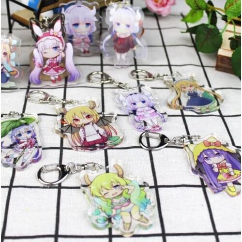 Miss Kobayashis Dragon Maid Keychain Tooru Kamui Anime Acrylic Figure keychain Keyring Decoration Collection Model Toy Cosplay