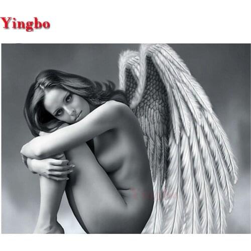 Black and White Angel Photo Diamond Embroidery woman 5D DIY Diamond Painting Cross Stitch Kits Diamond mosaic Picture pastes