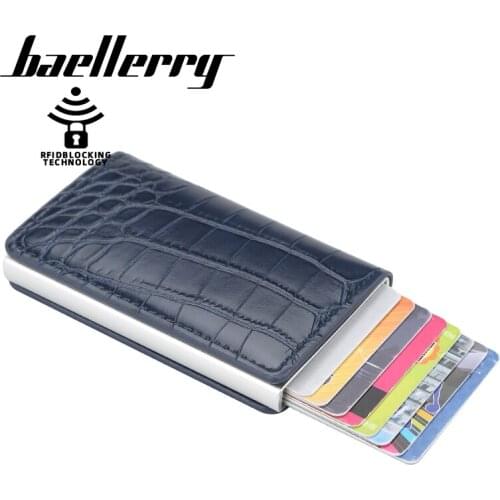 Baellerry Anti Thief Rfid Credit Card Holder Rfid Mini PU Leather Wallets Vintage Slim Magic Metal Wallets Purse Card Holder