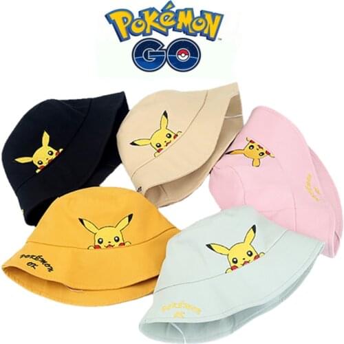 Anime Pokemon Pikachu Children Fisherman Hat Cute Cartoon Baby Hat Boy Girl with Flat Top Wide Brim Tide Basin Hat Shipping Free