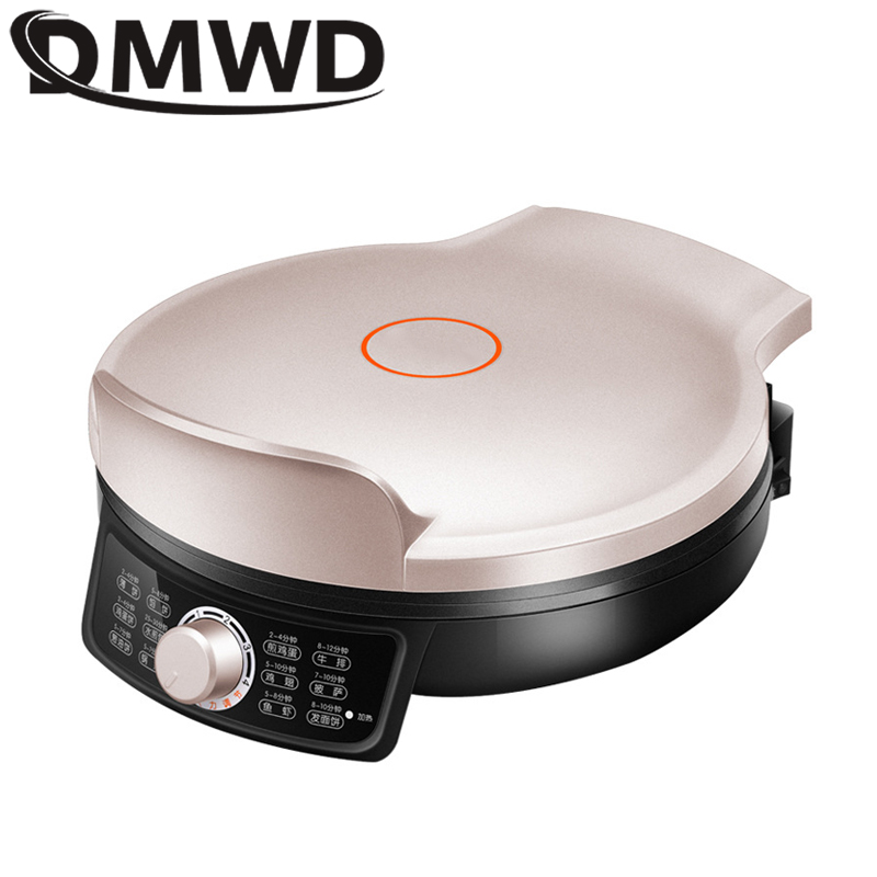 DMWD 110V/220V Electric Crepe Maker Double Plates Heating Steak Frying Pan BBQ Grill Skillet Pancake Pizza Baking Machine