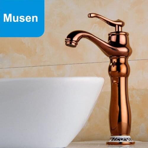 Europe Golden With Ceramic Finishing Bathroom Unique Faucet Counter Basin Design
