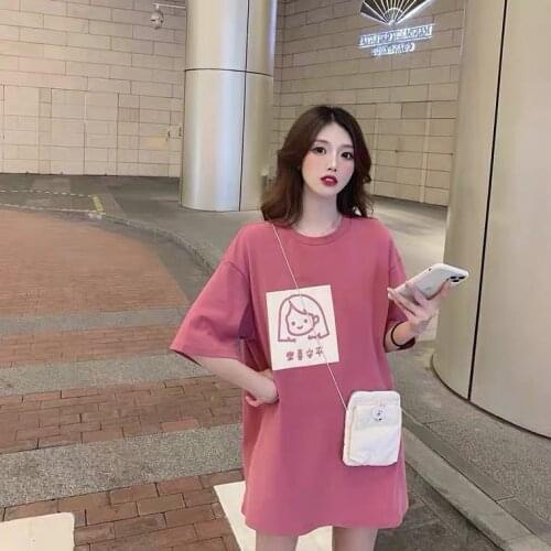 Pure Cotton Short-sleeved T-shirt Womens Summer New Korean Style Loose Hong Kong Style Student Bottoming Top Tide