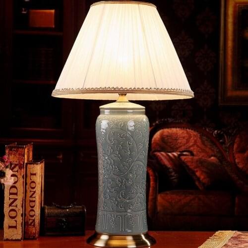 Ceramic Table Lamp Bedroom Bedside Creative Lamp Jingdezhen European Living Room Decoration Large Modern New table lamp blue