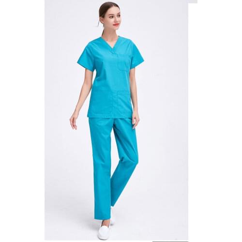 Custom Print Logos Nurse Uniform Sets Working Hospital Custom Made Embroider Doctor Clothes Outfit Top + Pant Cotton Medical Set