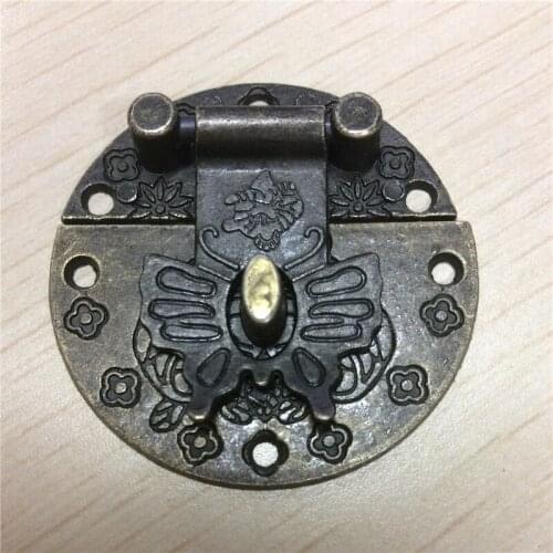 Box Buckles Pattern Carved Round,Wooden DIY Box Lock,Bronze Tone 3.9cm(1 4/8") Dia.,400Sets