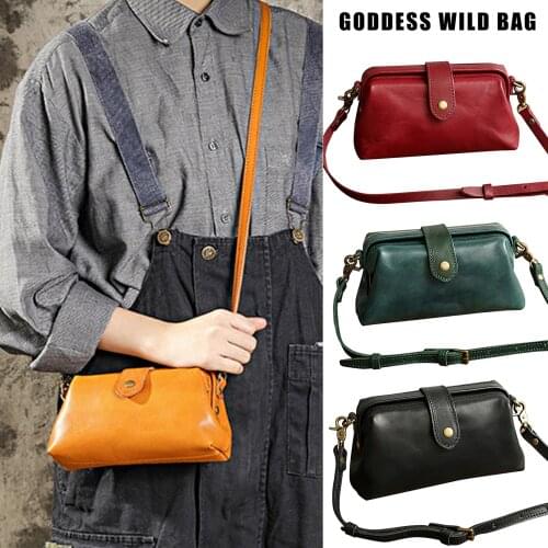 Premium Leather Retro Handmade Bag Unique Opening Small Women Crossboy Bag FS99