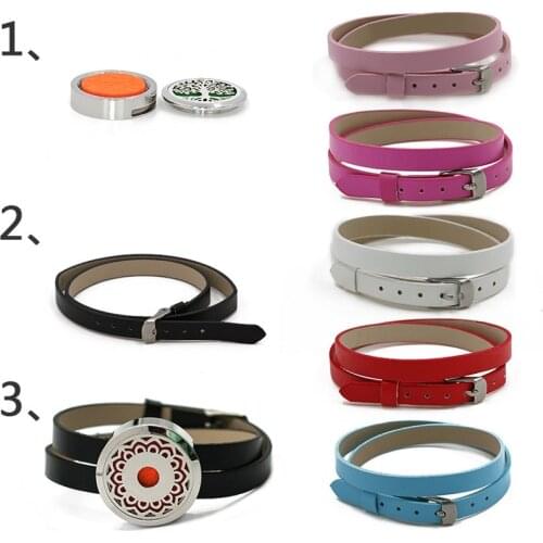 Starfish Dog bone Twist screw Stainless Steel Locket wrist Bracelet Diffuser locket Perfume bracelet Pu leather wristband 10Pads