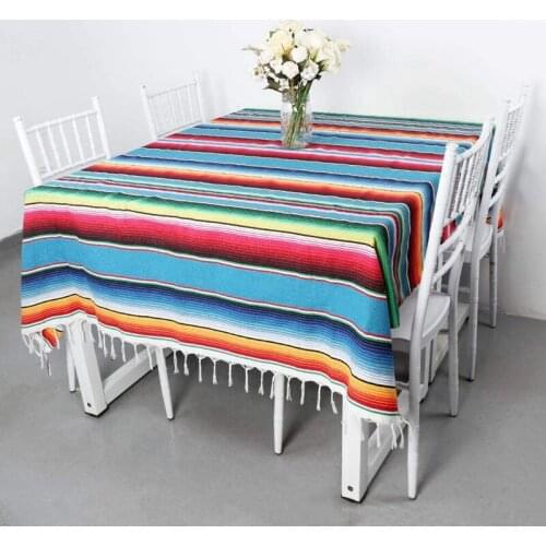 Mexican Blanket Tablecloth for Mexican Party Wedding Decorations,Square Cotton Table Cloth Colorful Mexican Table Cover